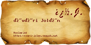 Óvári Jolán névjegykártya